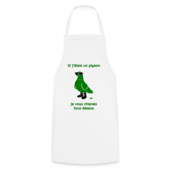 Pigeon Provocateur Vert - Tablier de cuisine - blanc - Devant - AI Model Male 185 dark (185cm)