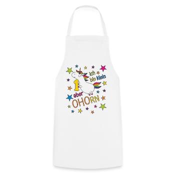 Licorne fille d’un an, je suis petite mais - Tablier de cuisine - blanc - Devant - AI Model Male 185 dark (185cm)