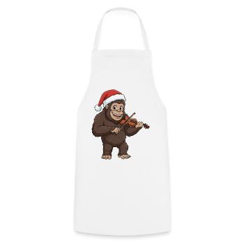 Christmas Bigfoot Sasquatch Playing Violin - Cooking Apron - white - Front - AI Model Male 185 dark (185cm)
