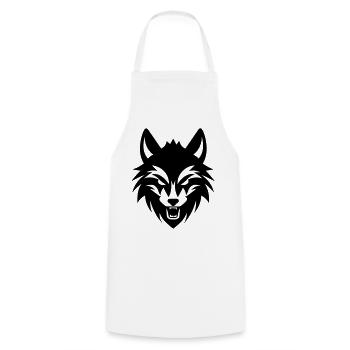 Wolf - Kochschürze - Weiß - Vorne - AI Model Male 185 dark (185cm)
