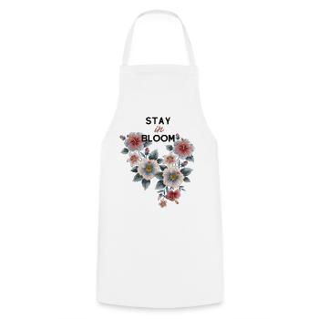 Floral design "Stay in Bloom" - Cooking Apron - white - Front - AI Model Male 185 dark (185cm)