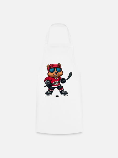 Biber Eishockey - Kochschürze - Weiß