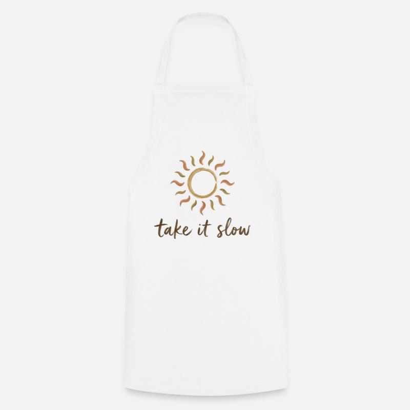Take It Slow Sun Logo - Cooking Apron - white