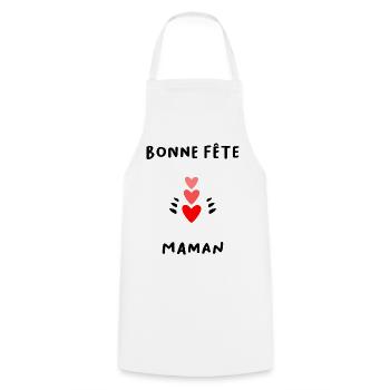 BONNE FÊTE. COEUR. BONNE FÊTE MAMAN. MAMAN. FÊTE - Tablier de cuisine - blanc - Devant - AI Model Male 185 dark (185cm)