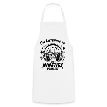 J’écoute ma playlist des années 90 - Tablier de cuisine - blanc - Devant - AI Model Male 185 dark (185cm)