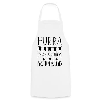 Hurra Ich bin ein Schulkind Einschulung - Kochschürze - Weiß - Vorne - AI Model Male 185 dark (185cm)