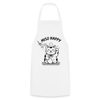 Graphique de cerisiers en fleurs de chat heureux miso heureux - Tablier de cuisine - blanc - Devant - AI Model Male 185 dark (185cm)
