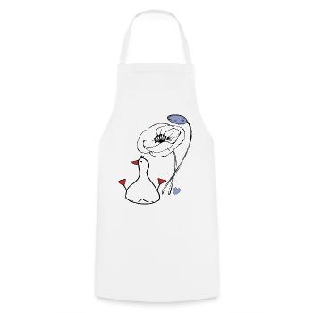 Canard avec des fleurs - Tablier de cuisine - blanc - Devant - AI Model Male 185 dark (185cm)