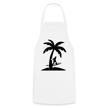 Vacances cadeaux du Surfeur Palmier - Tablier de cuisine - blanc - Devant - AI Model Male 185 dark (185cm)
