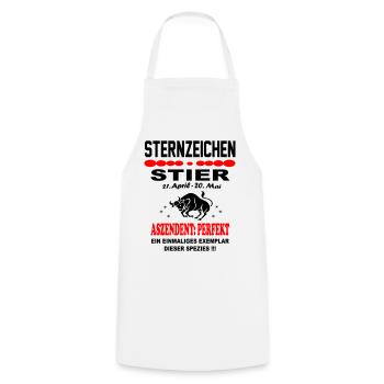 Stier Sternzeichen Horoskop Aszendent Perfekt - Kochschürze - Weiß - Vorne - AI Model Male 185 dark (185cm)