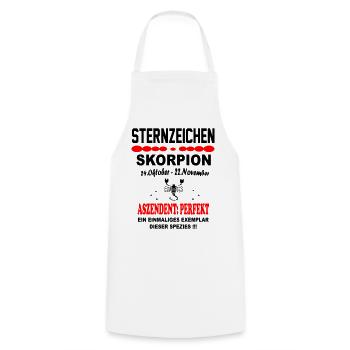 Skorpion Sternzeichen Horoskop Aszendent Perfekt - Kochschürze - Weiß - Vorne - AI Model Male 185 dark (185cm)