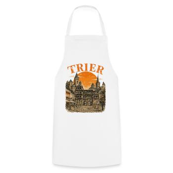  Vintage Trier Skyline historische Straßenansicht - Kochschürze - Weiß - Vorne - AI Model Male 185 dark (185cm)