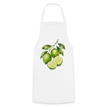 Limetten Aquarell Frische - Kochschürze - Weiß - Vorne - AI Model Male 185 dark (185cm)