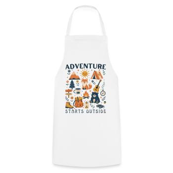 Adventure Starts Outside Borderless Camping Hiking - Cooking Apron - white - Front - AI Model Male 185 dark (185cm)