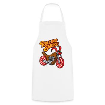 Lustiger BBQ-Fleisch-Motorrad-Chopper - Kochschürze - Weiß - Vorne - AI Model Male 185 dark (185cm)