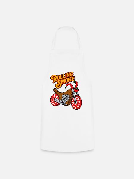 Lustiger BBQ-Fleisch-Motorrad-Chopper - Kochschürze - Weiß