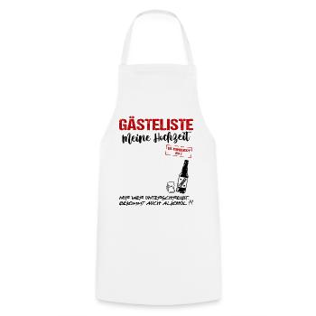 Gästeliste Married Gästebuch Hochzeit Alkohol - Kochschürze - Weiß - Vorne - AI Model Male 185 dark (185cm)
