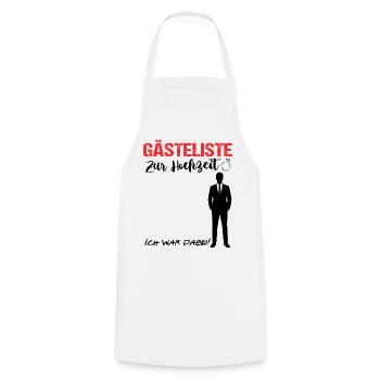 Gästeliste Gästebuch zur Hochzeit Mann Married - Kochschürze - Weiß - Vorne - AI Model Male 185 dark (185cm)