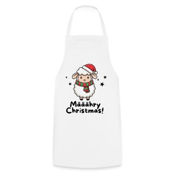 Määähry Christmas – Süßes Weihnachtsschaf - Kochschürze - Weiß - Vorne - AI Model Male 185 dark (185cm)