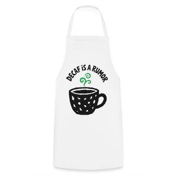 Kaffeehumor – Decaf Is a Rumor - Kochschürze - Weiß - Vorne - AI Model Male 185 dark (185cm)