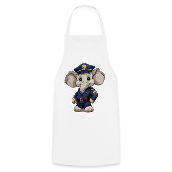 Polizist Elefant - Kochschürze - Weiß - Vorne - AI Model Male 185 dark (185cm)
