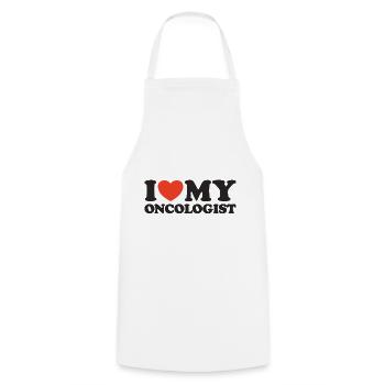 I love my Oncologist Heart Shirt - Cooking Apron - white - Front - AI Model Male 185 dark (185cm)