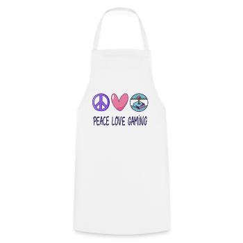 Peace Love Gaming - Cooking Apron - white - Front - AI Model Male 185 dark (185cm)