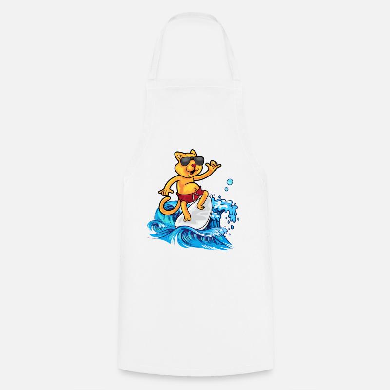Cool cat surfer - Cooking Apron - white