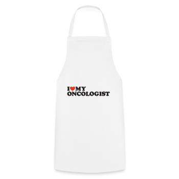 I love my Oncologist Heart Shirt - Cooking Apron - white - Front - AI Model Male 185 dark (185cm)