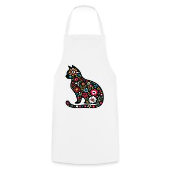 Silhouette de chat avec des fleurs - Tablier de cuisine - blanc - Devant - AI Model Male 185 dark (185cm)