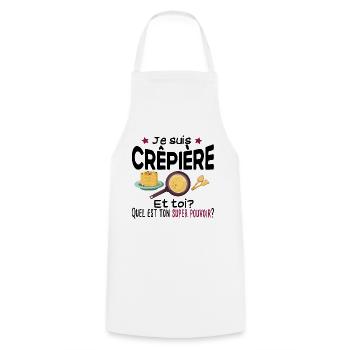 Crêpière Crêpe Super Pouvoirs Cadeau Humour Gaufre - Tablier de cuisine - blanc - Devant - AI Model Male 185 dark (185cm)