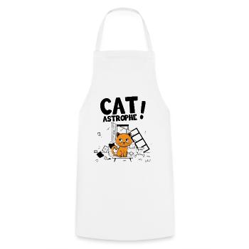 Cat Astrophe ! - Jeu de Mots Chatons Mignons - Tablier de cuisine - blanc - Devant - AI Model Male 185 dark (185cm)