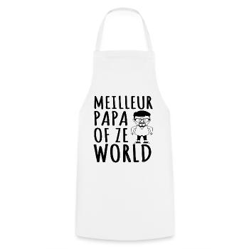 meilleur papa of ze world humour papa cadeau père - Tablier de cuisine - blanc - Devant - AI Model Male 185 dark (185cm)