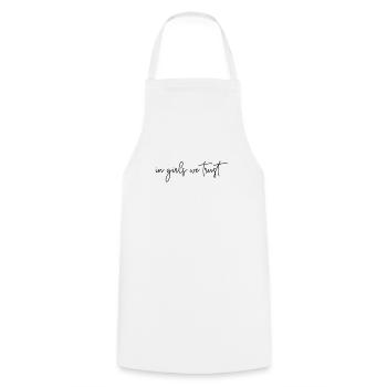 Chez les filles, nous faisons confiance à une typographie générale - Tablier de cuisine - blanc - Devant - AI Model Male 185 dark (185cm)