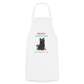 Christmas Sweater - Meowy Christmas - Cooking Apron - white - Front - AI Model Male 185 dark (185cm)