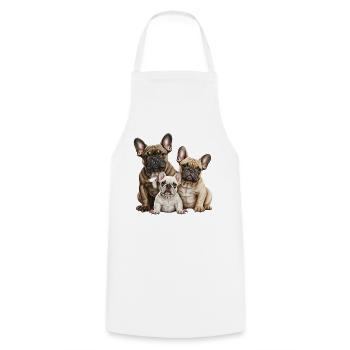 Famille de bouledogue français - Tablier de cuisine - blanc - Devant - AI Model Male 185 dark (185cm)