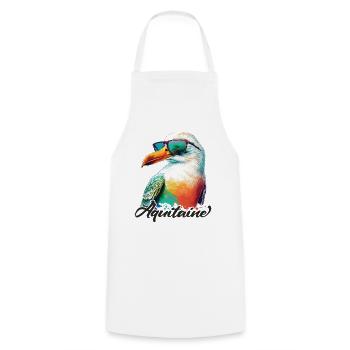 Aquitaine Urlaub coole bunte Möwe mit Sonnenbrille - Kochschürze - Weiß - Vorne - AI Model Male 185 dark (185cm)