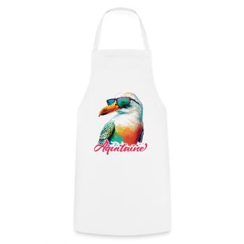 Aquitaine Urlaub coole bunte Möwe mit Sonnenbrille - Kochschürze - Weiß - Vorne - AI Model Male 185 dark (185cm)