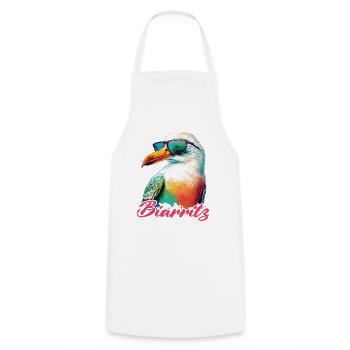 Biarritz holiday cool colorful seagull with sunglasses - Cooking Apron - white - Front - AI Model Male 185 dark (185cm)