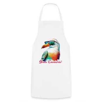 Gran Canaria holiday colorful seagull with sunglasses - Cooking Apron - white - Front - AI Model Male 185 dark (185cm)
