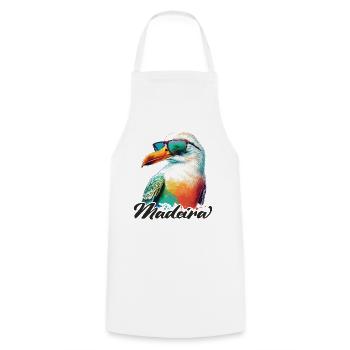 Madeira Urlaub coole bunte Möwe mit Sonnenbrille - Kochschürze - Weiß - Vorne - AI Model Male 185 dark (185cm)