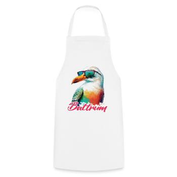 Baltrum Urlaub coole bunte Möwe mit Sonnenbrille - Kochschürze - Weiß - Vorne - AI Model Male 185 dark (185cm)