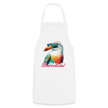 Barcelone Espagne Vacances Mouette avec lunettes de soleil - Tablier de cuisine - blanc - Devant - AI Model Male 185 dark (185cm)