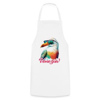 Venise Italie vacances mouette fraîche avec lunettes de soleil - Tablier de cuisine - blanc - Devant - AI Model Male 185 dark (185cm)