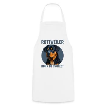 Rottweiler Rottie - Born to protect - Kochschürze - Weiß - Vorne - AI Model Male 185 dark (185cm)