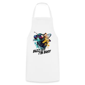 Bumblebee with sunglasses Buzz Off I'm Busy - Cooking Apron - white - Front - AI Model Male 185 dark (185cm)