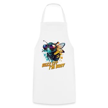 Bumblebee with sunglasses Buzz Off I'm Busy - Cooking Apron - white - Front - AI Model Male 185 dark (185cm)
