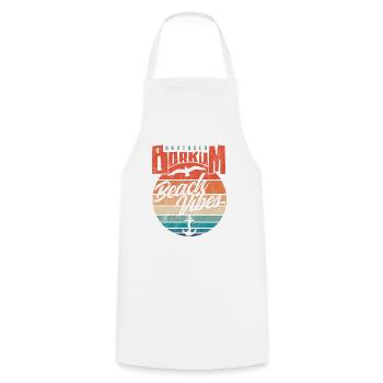 Borkum Northsea Beach Vibes Vintage - Kochschürze - Weiß - Vorne - AI Model Male 185 dark (185cm)