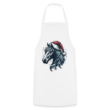 Tête de cheval avec chapeau de père Noël - Tablier de cuisine - blanc - Devant - AI Model Male 185 dark (185cm)