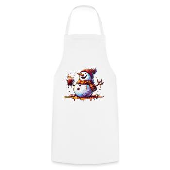 Bonhomme de neige fait fondre des boissons vin chaud Noël - Tablier de cuisine - blanc - Devant - AI Model Male 185 dark (185cm)